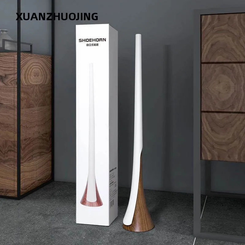 Nordic Wood Grain Style Self-Erecting Super Long Shoe Horn Elderly And Pregnant Women Special Shoe Inserting Tool Home Living