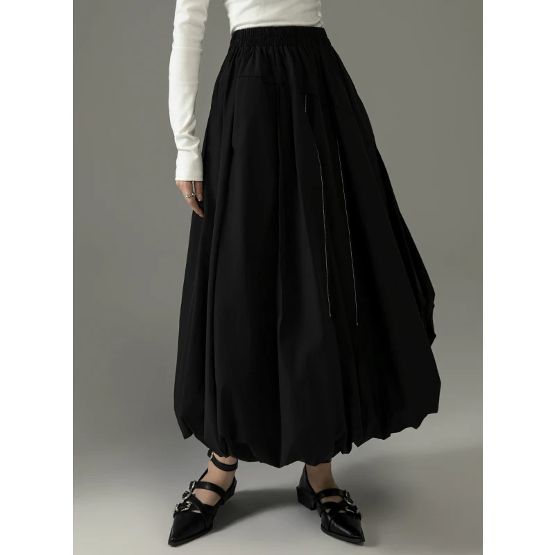 

Юбка миди А-силуэта с высокой талией, плиссированная, облегающая, длинная, из полиэфирного волокна, для офиса, осень-зима 2023