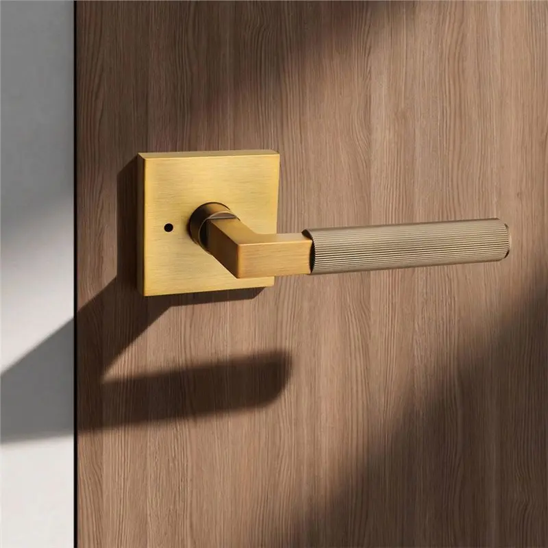 ABVG-Home Bathroom Lock Indoor Wooden Door Keyless Square Handle Emergency Unlock Toilet Door Lock Straight Tongue