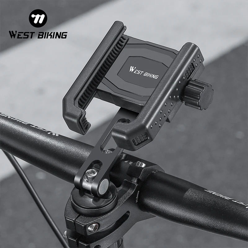 WEST BIKING Bike Phone Holder Universal 360° Rotating Adjustable E-bike Electric Scooter Motorcycle Stand Bracket Antislip Clip