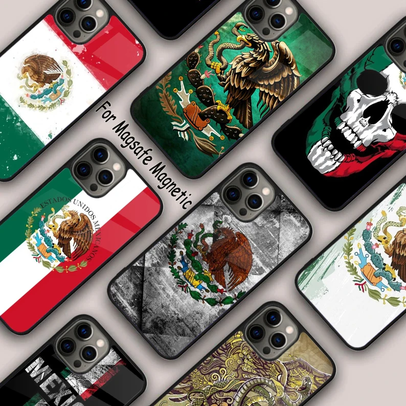 Phone Cases Australia - Custodia magnetica per telefono bandiera messicana