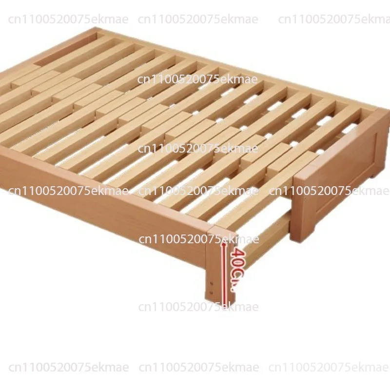 Solid Beech Wood Sofa Bed Folding Dual Use Living Room Multi Function Extendable Pull Out Bed Tatami Small Apartment Double Bed