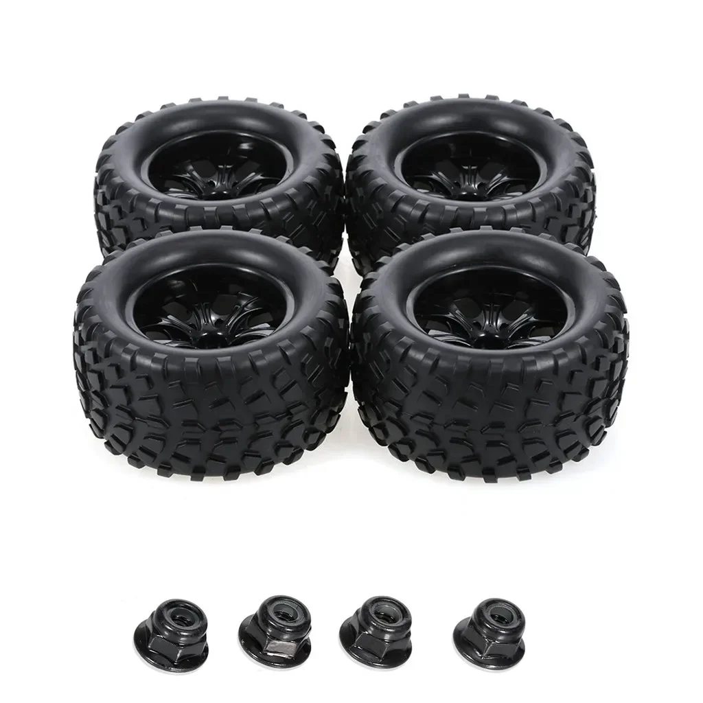 4szt 125mm Gumowe opony i felgi 1/10 RC Monster Truck 12mm Hex z nylonowymi nakrętkami zabezpieczającymi 4mm do Trxs Himoto HSP HPI Redcat