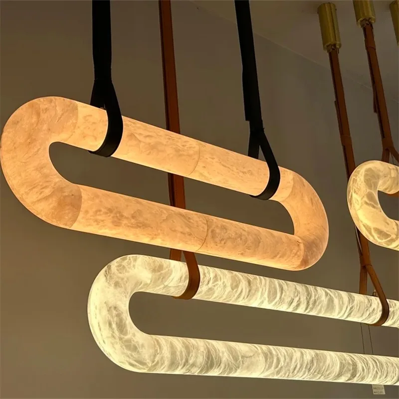 

Italian style imitation Cloud stone restaurant pendant light modern hotel runway shaped tea room conference room pendant light