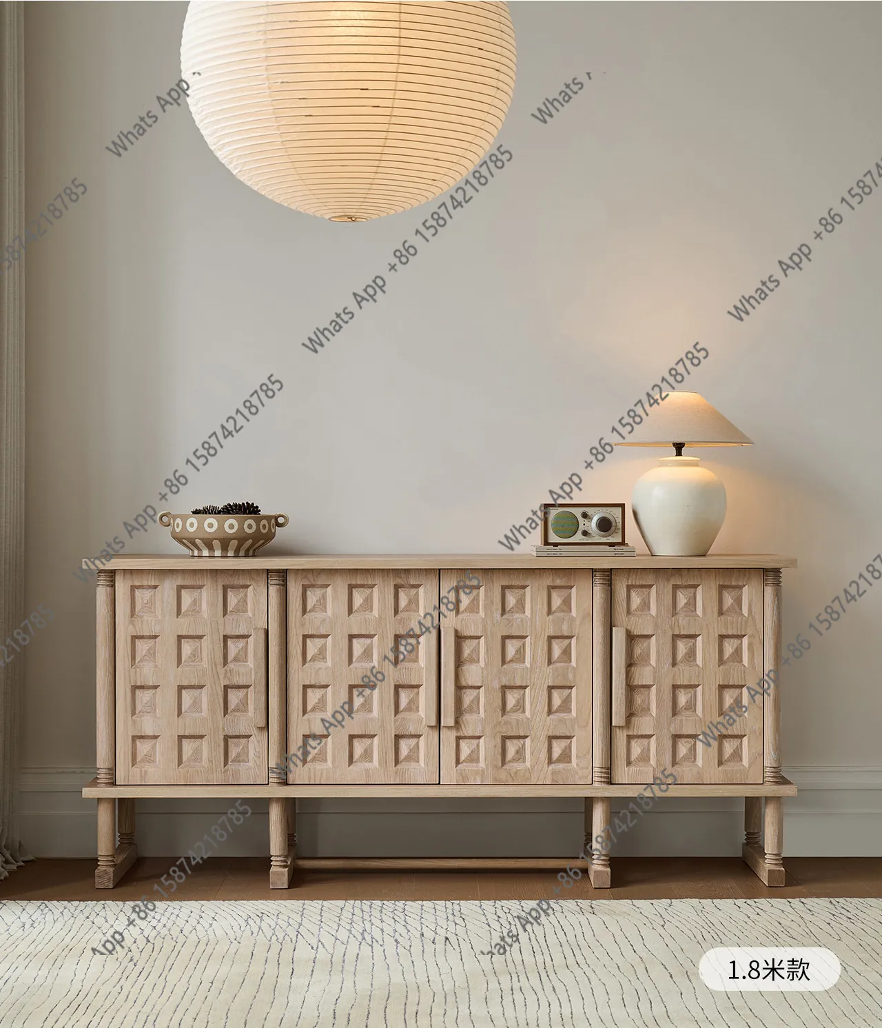 Lattice French retro dining side cabinet living room home storage locker log wind solid wood bucket cabinet