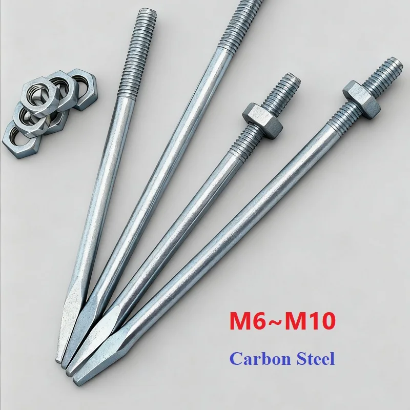 

M6 M8 M10 Zinc Plated Carbon Steel PVC Threaded Straight Rod Bolts Pipe Clamp Steel Nail Tube Screw