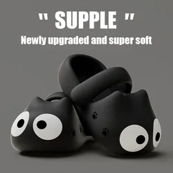 Cute cat hole shoes women's summer outside wear 2024 new thick bottom non-slip stamping sense of shit beach Baotou slippers