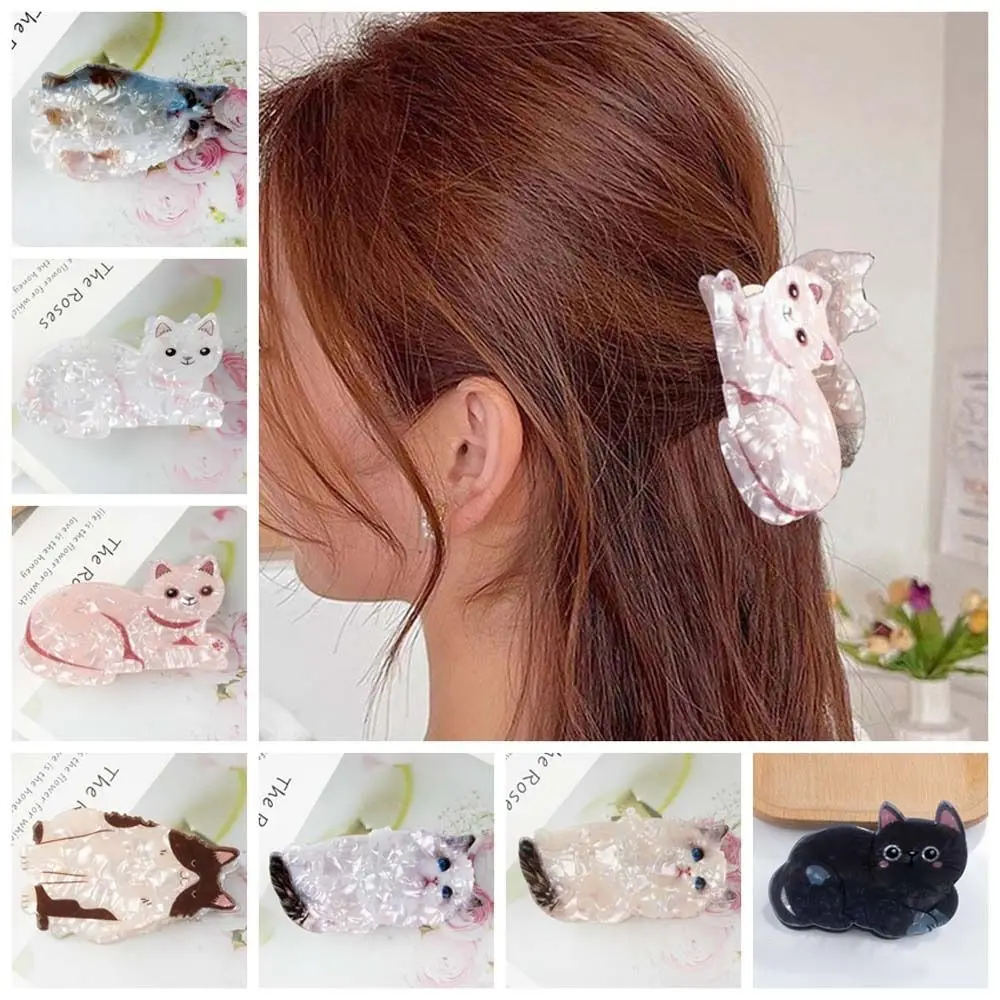 Adorable Creative Cartoon Cat Hair Claw Stylish Acrylic Animal Hair Clip Cute Temperament Headwear Ins Pets Ponytail Holder