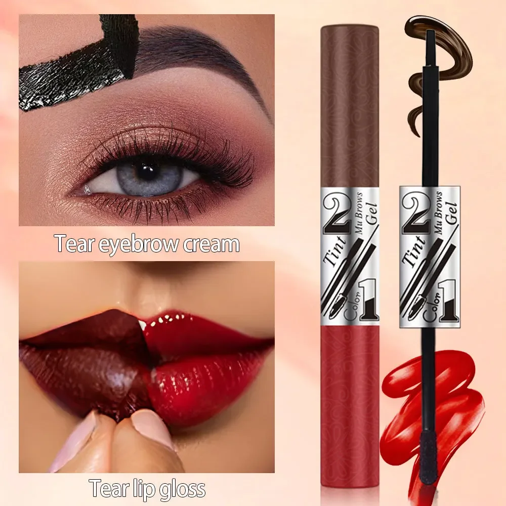 2 in 1 Peel Off Brow & Lip Tint Waterproof Long Lasting Smudge Proof Natural Look Makeup Set Valentine's Day Gift