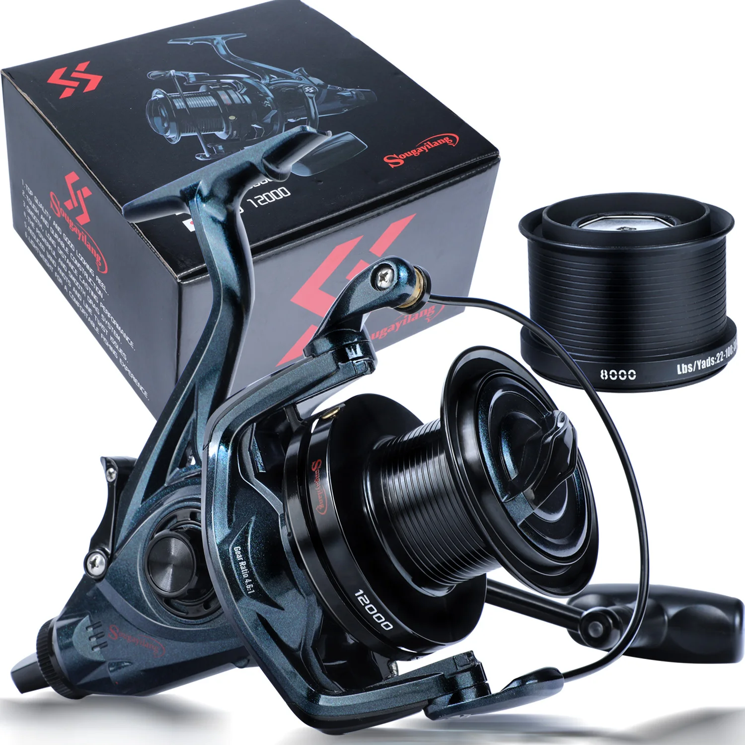 Sougayilang DYD9000-12000 Vollmetall-Spinn-Angelrolle, 13 + 1BB, 25 kg, maximale Zugkraftrolle für Salzwasser-Trolling-Surfangeln