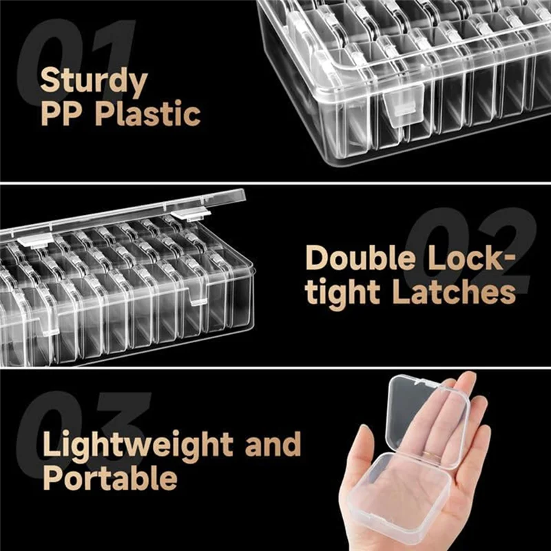 

ABPQ-Small Bead Organizers, 30Pcs Plastic Storage Cases, Mini Clear Craft Containers With Hinged Lid And Label