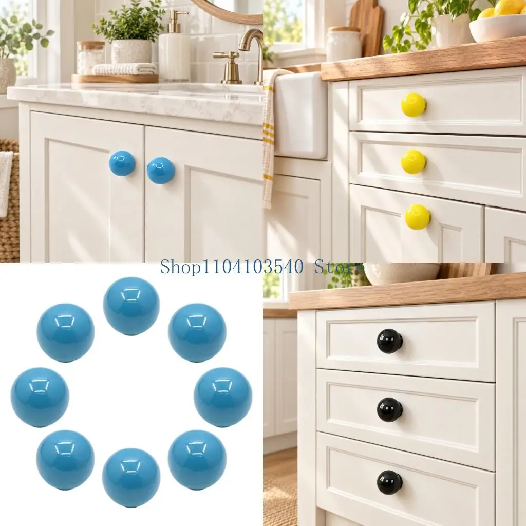 02DC 8Piece Round Cupboard Knob with a Wipe-Clean Finish for Vanities, Drawers, Wardrobes, and Storage Cabinets