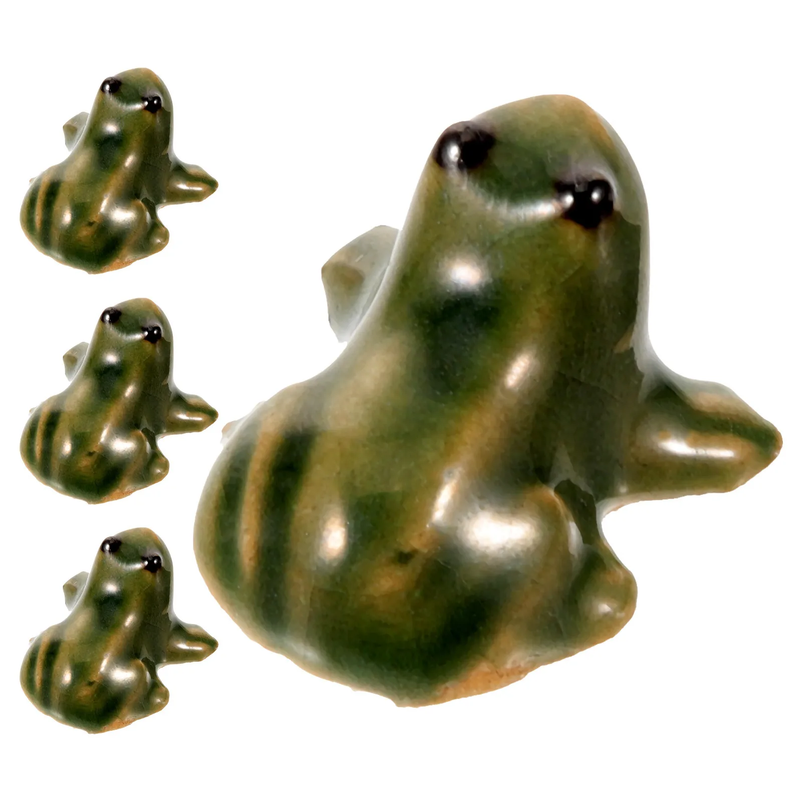 

4Pcs Ceramic Frog Sculpture Outdoor Garden Decoration Cute Miniature Frog Statue Ceramic Craft for Home Office Display
