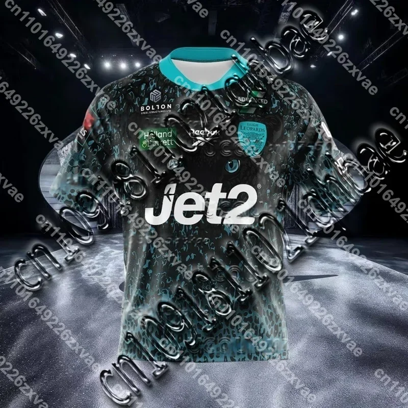 

2025 Rugby Shirt Leigh Leopards Leopards Breathable Fast Drying Training T-shirt England Men's and Women's Short Sleeve Shirt