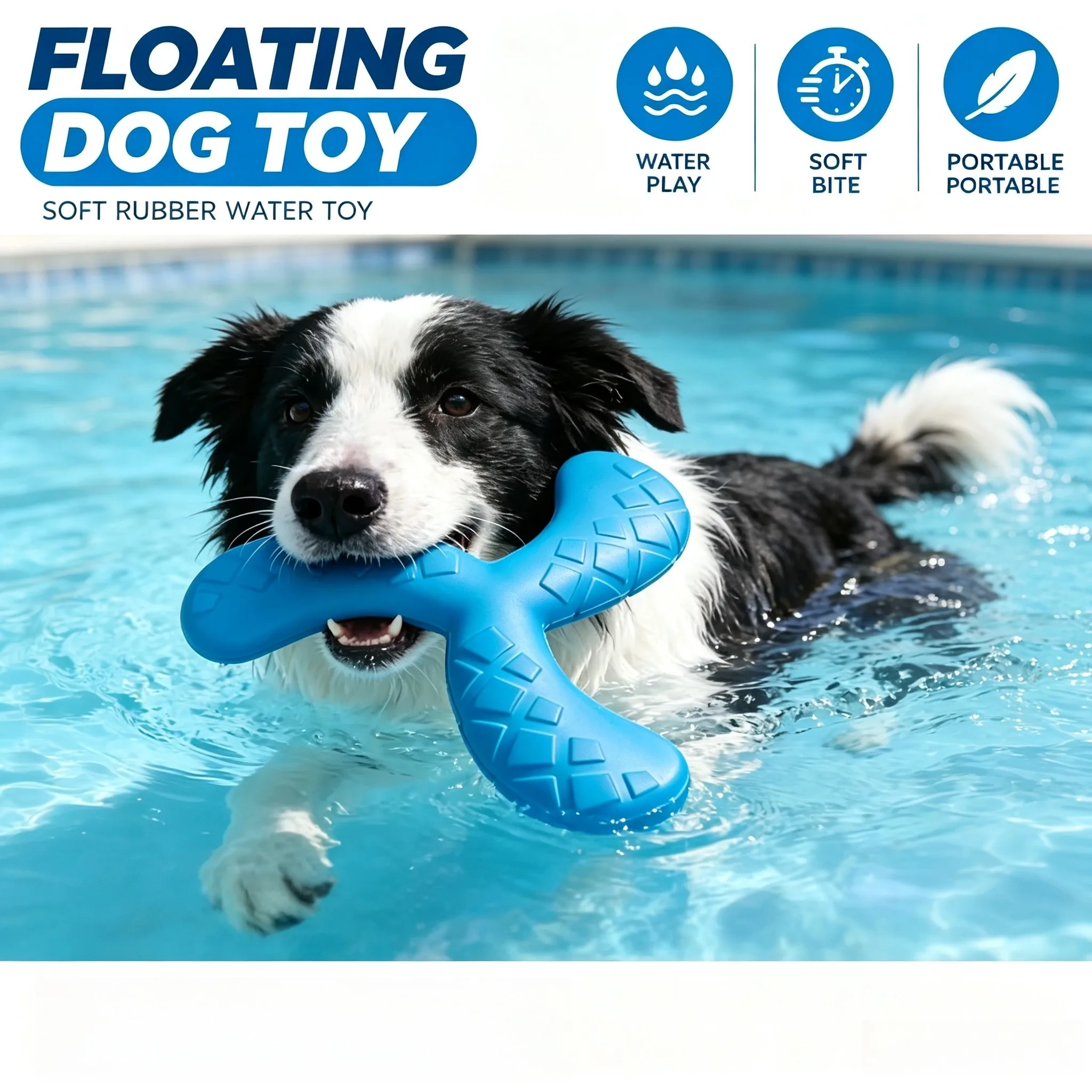 Floating Water Dog Boomerang Toy Chew Resistant Interactive Fetch Training Toy for Pool Swimming Outdoor Play Multicolor