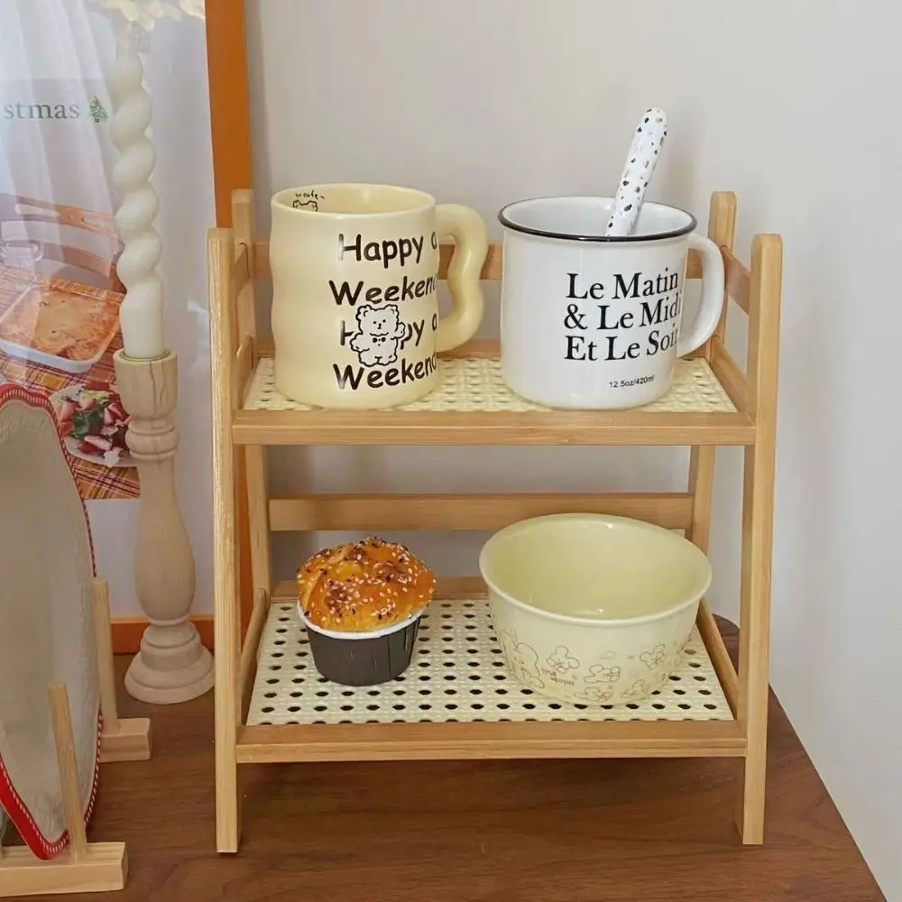 Étagère de rangement en bois à 2 niveaux, stable, facile à assembler, étagère de cuisine multifonctionnelle, gain de place, étagère de rangement pour cosmétiques
