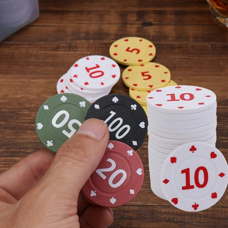 Q39E Pack of 100Pcs Game Wagering Mahjong Money Chip Set For Gambling Game Playings Counting and Other Recreations Game