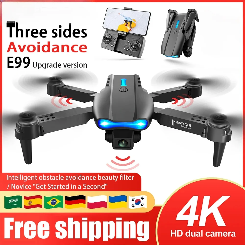 E99 Dobrável Quadcopter Drone, Controle Remoto Handle, Quatro Axis Aircraft, HD 4K Fotografia, UAV Altitude Fixação