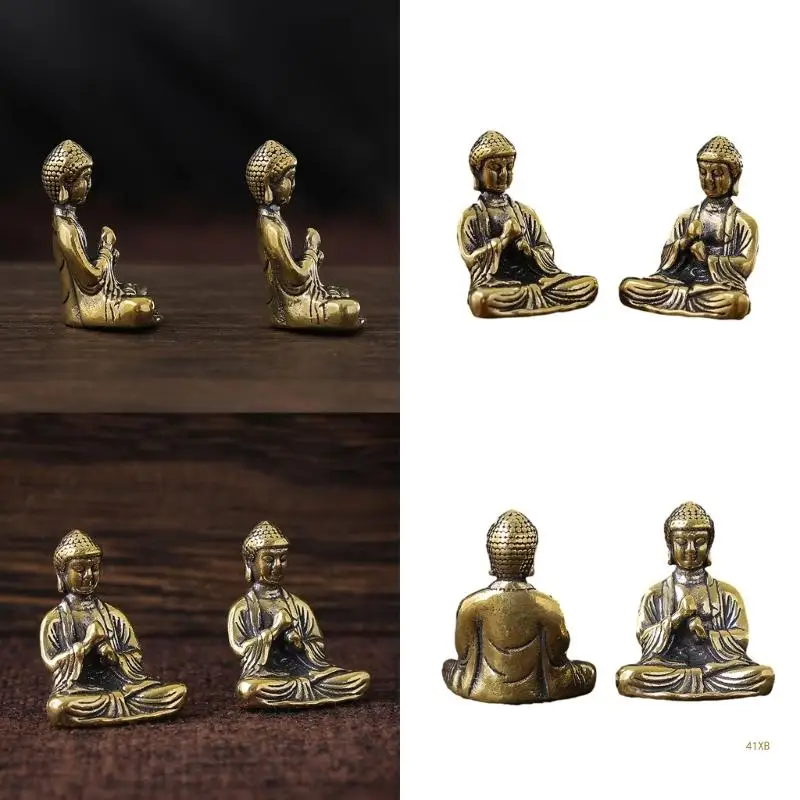 41XB 10-Pieces/set Mini Sakyamuni Buddhas Statue Brass Figurine Ornament Perfect Present Gift Choice for Buddhist Devotees