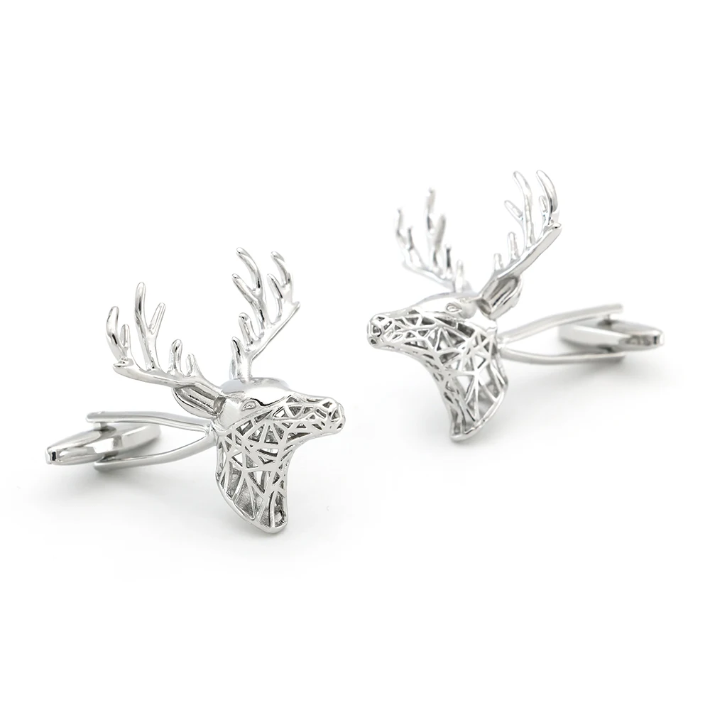 Animal Design Arts Deer Cufflinks For Men Quality Copper Material Silver Color Cuff Links Wholesale&retail