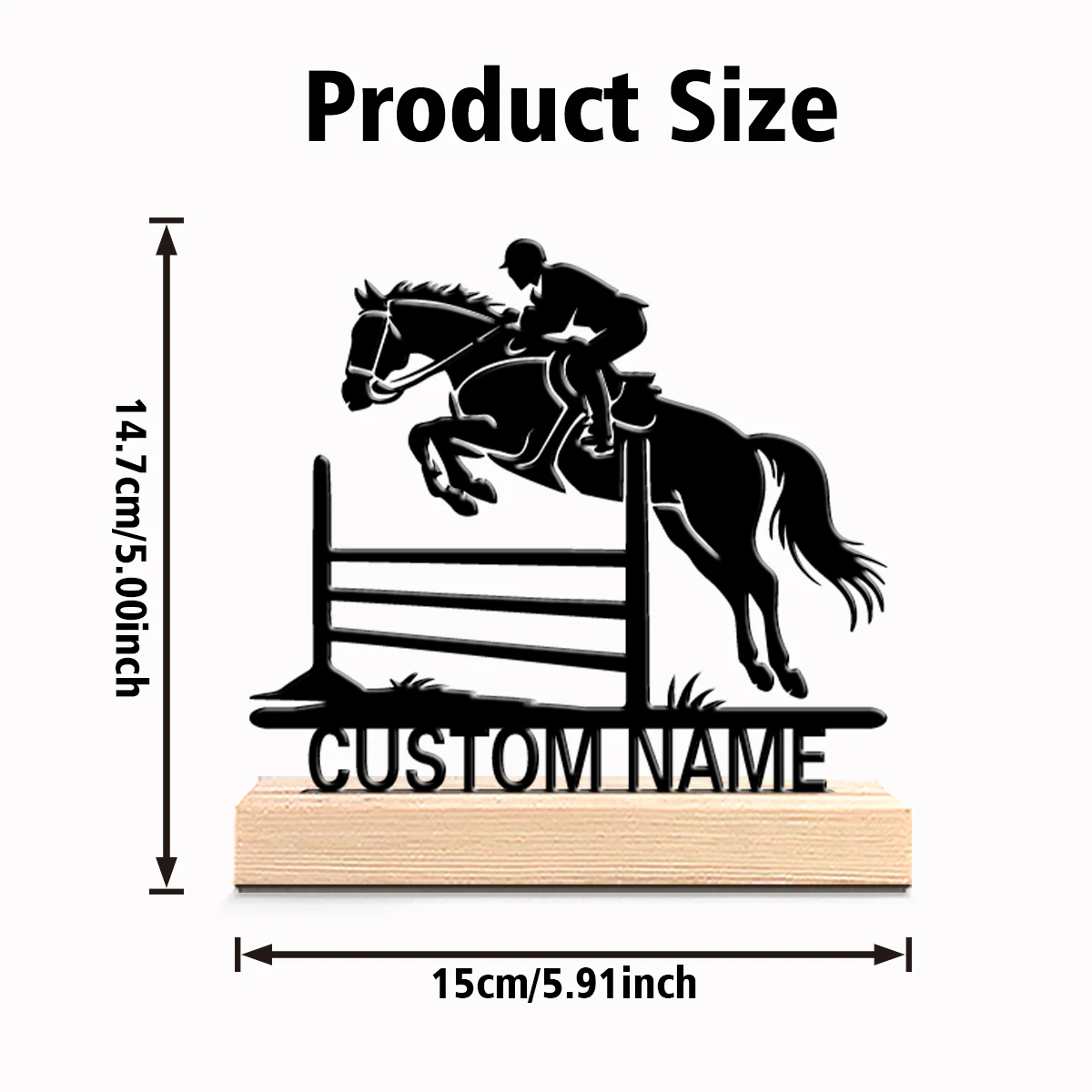 1pc New Design Personalized Custom Horseback Riding Metal Statues Travel-Themed Desk Sculpture with Wooden Base Ideal