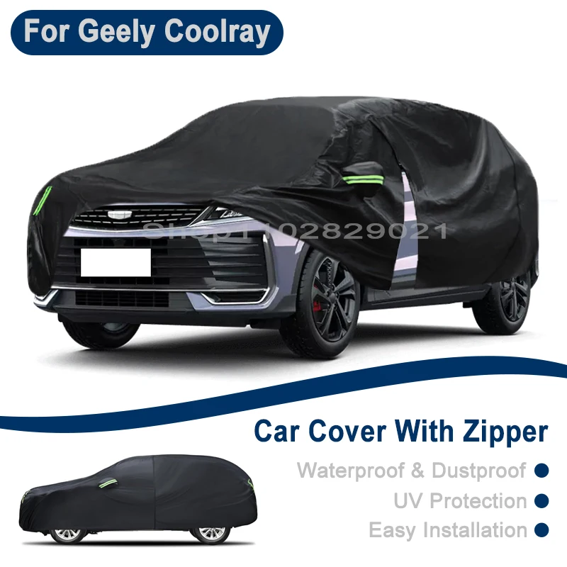 

Outdoor Full Vehicle Cover For Geely Coolray - Side Zipper Design, Waterproof Dustproof Sun Protection Car Cover