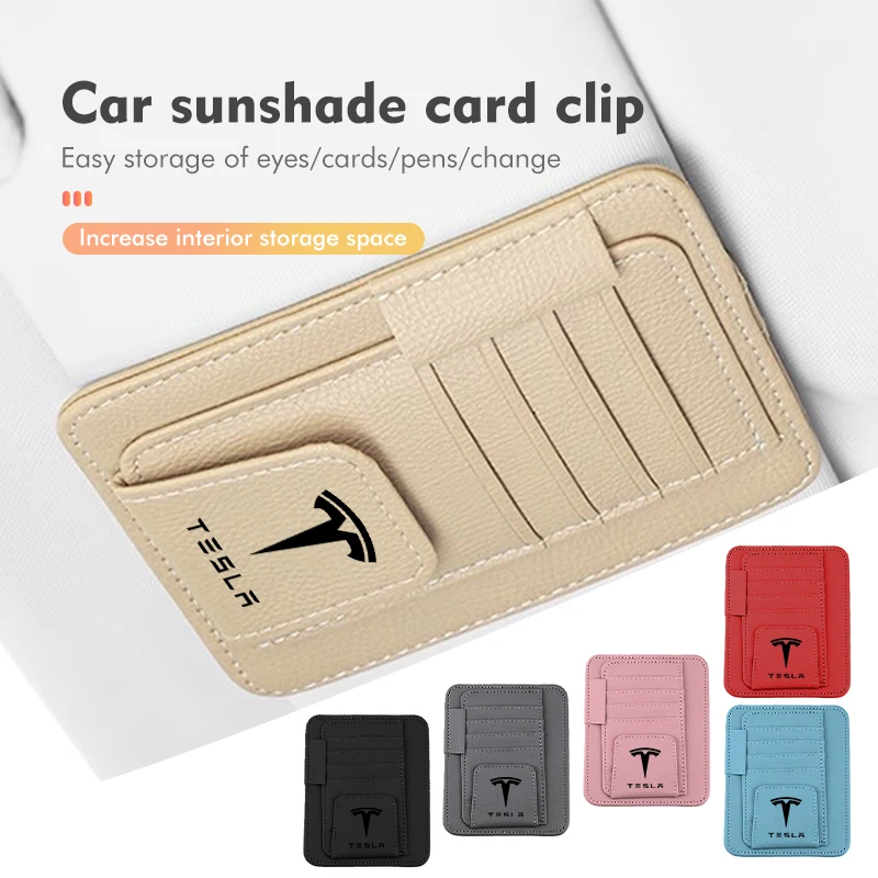 Car Sun Visor Storage Organizer Sun Glasses Holder Accessorie For Tesla Model Y 3 S X Roadster Bonina