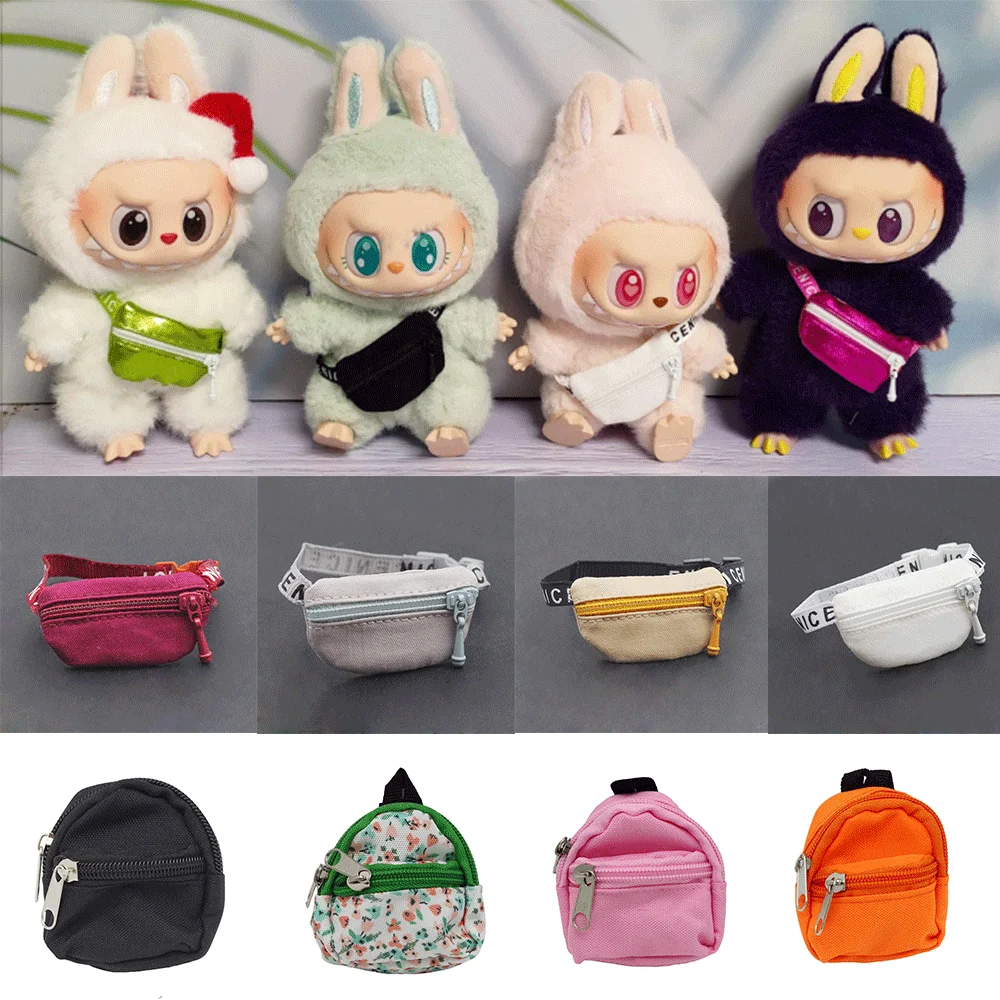 Puppentasche für Labubu Macaron Barbies Blythes und 20 cm große Plüschpuppe und 1/6 BJD Canvas Rucksack Labubu Ropa