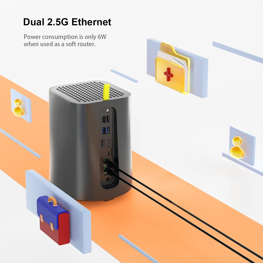 Chatreey NAS AMD R3 3200U Mini PC SSD Windows 11 ordinateur double serveur pare-feu LAN 2,5 G