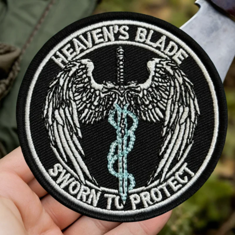 Parche bordado táctico Heaven's Blade con velcro gancho y bucle - imagen 4