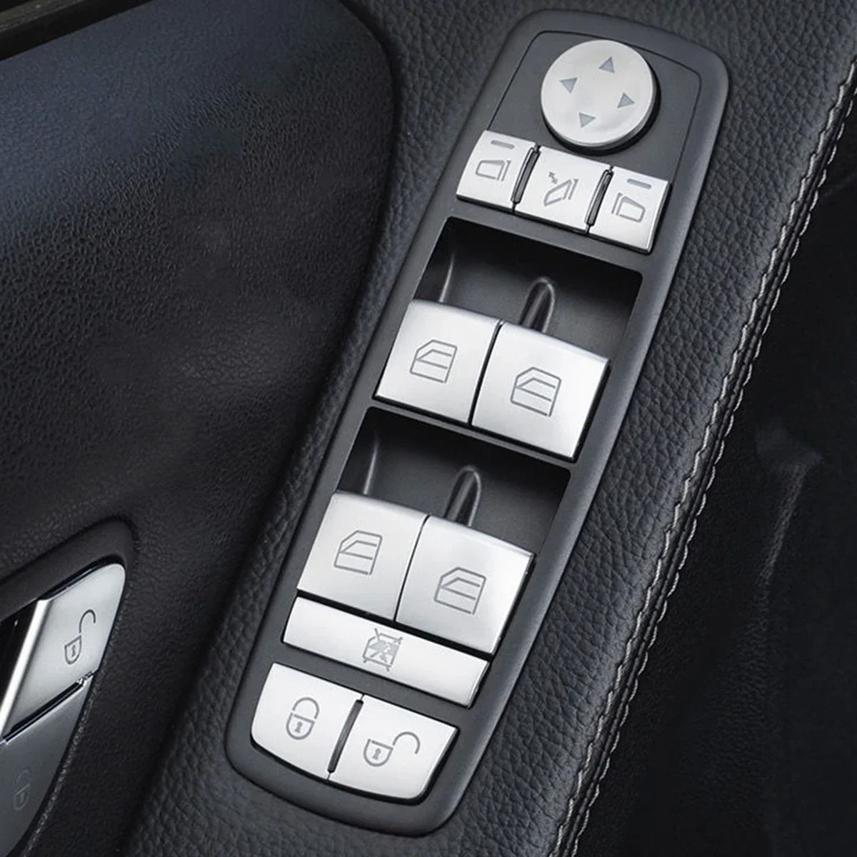 

OLANGDA OLANGDA Car Window Glass Lifting Button Cover Sticker Trim For Mercedes Benz A B R GL ML Class W169 W245 W164 X164 W251