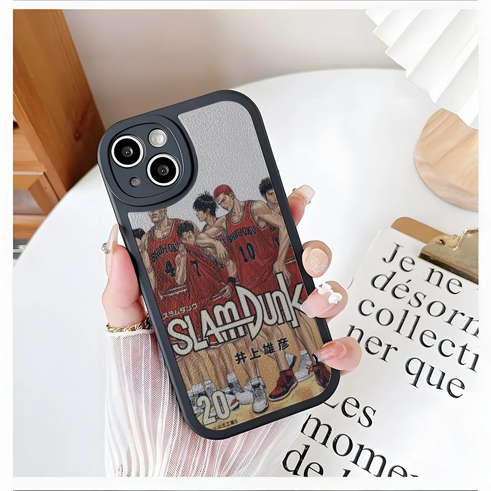 Phone Case For iPhone 15 Dunk 14 13 11 12 Pro Max Mini X S-Slam colleague XR XS 8 Plus mini Anime 2024 lambskin silicone shell c