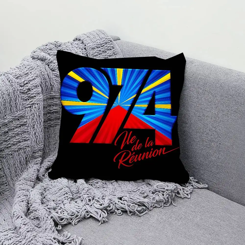 974 Reunion Island Art 30x30cm 45x45cm Pillow Case Decor Protective Covers Comfortable Soft For Sofa Living Room Home Office