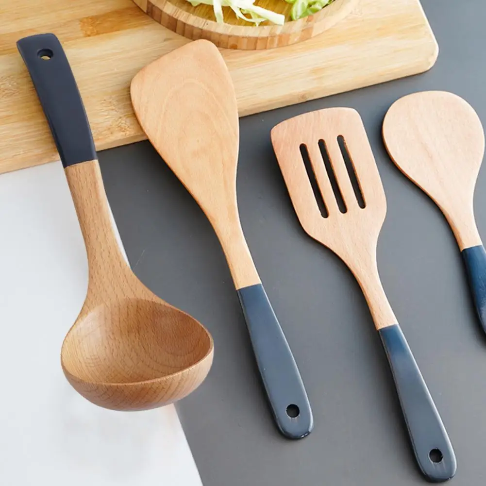 

Wooden Spatula Soup Spoon with Hangable Handle Non-Slip Heat-Resistant Stir-Fry Pan Spatula Rice Spoon Wooden Tableware Cookware