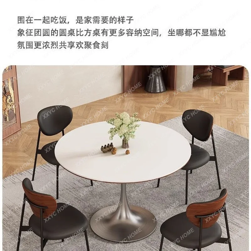 

Q Simple round table rock slab retro home dining table small apartment round