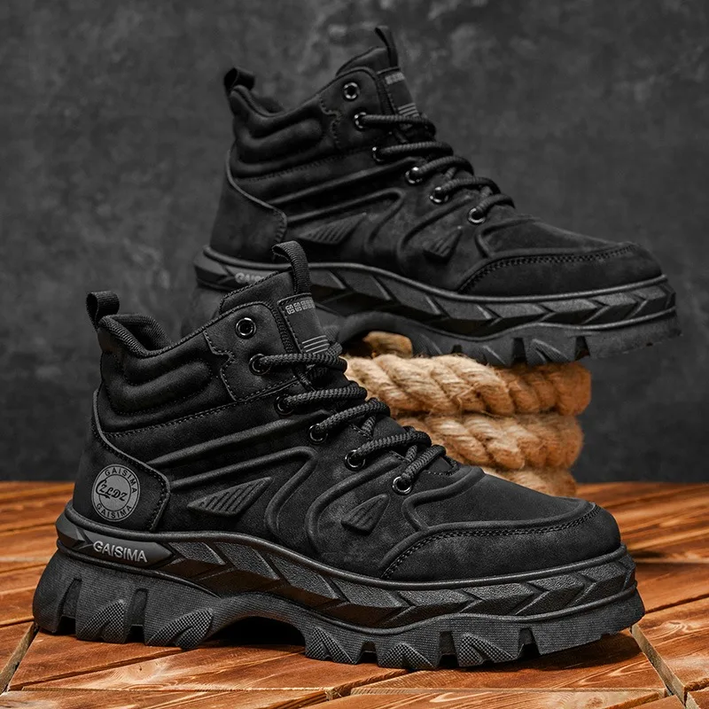 

2026 Men Boots Ankle Casual Shoes Leather Cowboy Combat Winter Tactical Motorcycle Chelsea Work Outdoor Hiking Designer Luxury