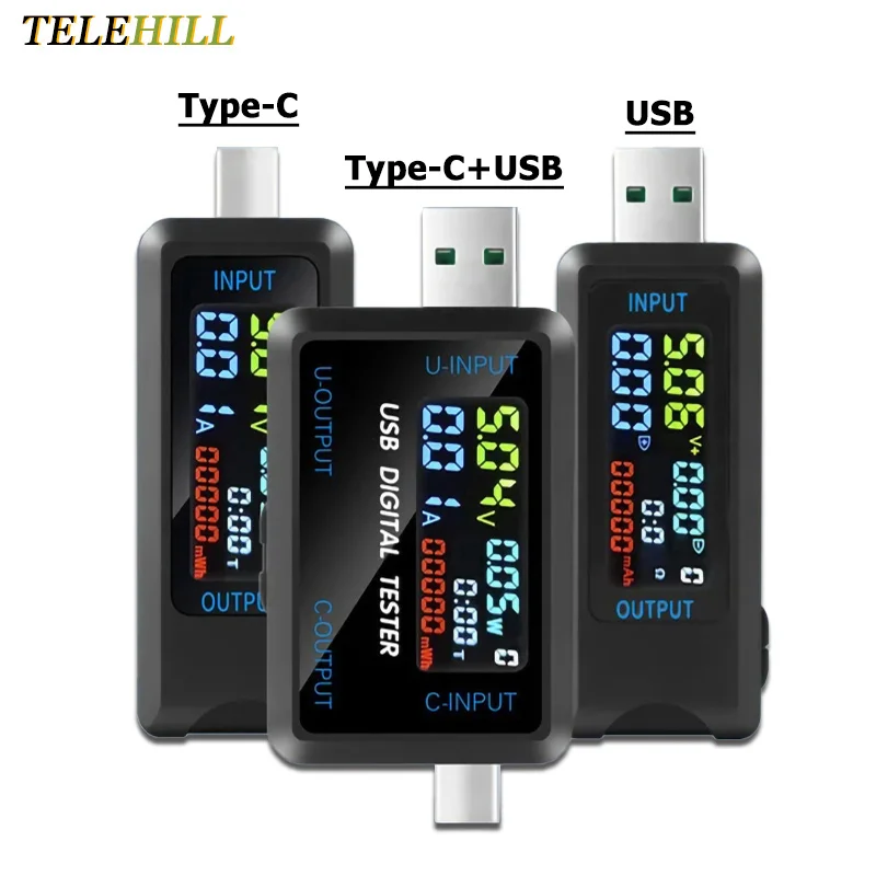 Tester di tipo C/USB Display digitale multifunzione voltmetro digitale DC amperometro misuratore di corrente di tensione indicatore del caricatore