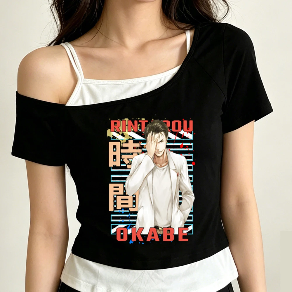 Steins Gate crop top ladies meme y2k alternative  shirt graphic clearance sales manga korean fashion