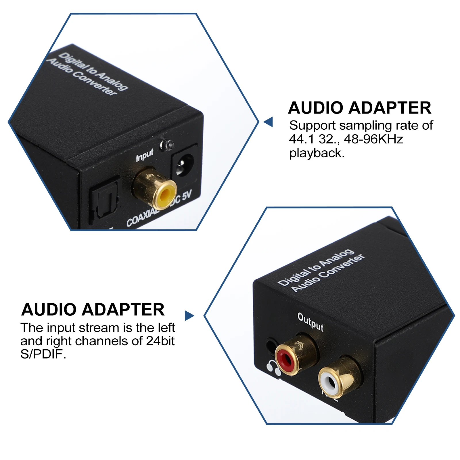 

Digital To Analog Audio Converter Adapter For Speaker Amplifier Eu Plug 3.5Mm Rca 24Bit S/Pdif 44.1 48-96Khz Sampling Rate