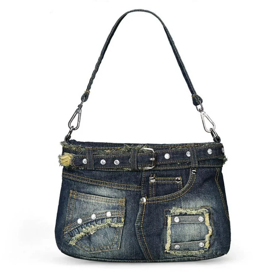 Mode gewassen denim dames crossbody tas jeans broek look messenger bag schoudertas kleine draagtas