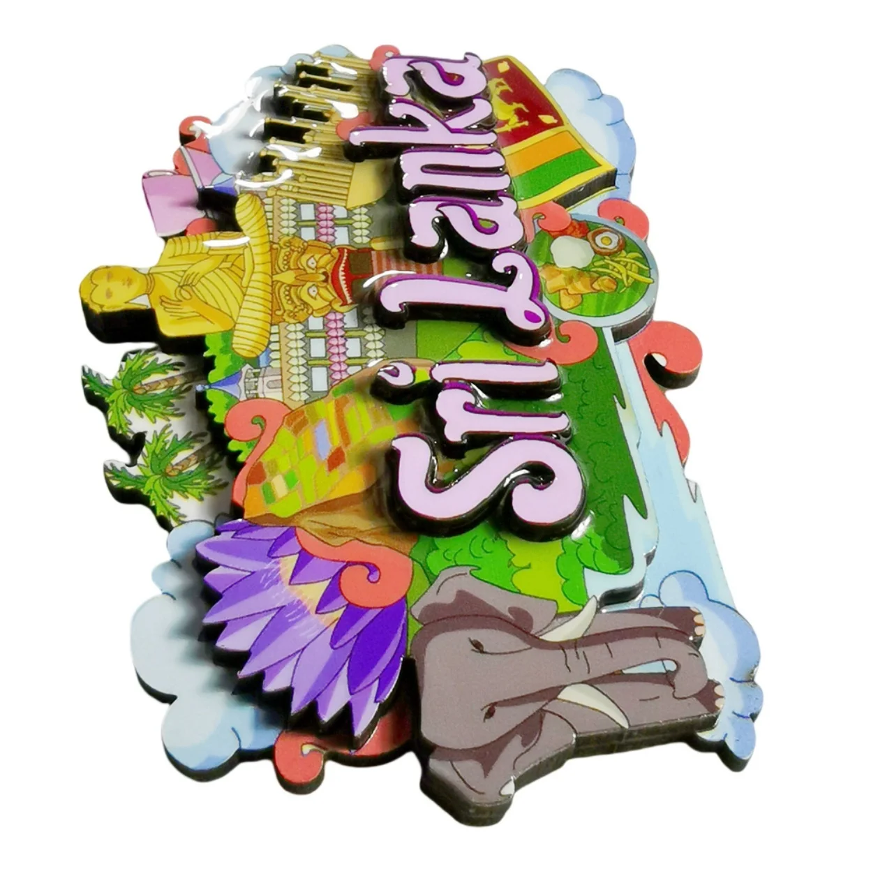 سريلانكا ثلاثية الأبعاد مغناطيس الثلاجة هدية تذكارية ، الخشب اليدوية سريلانكا مغناطيس الثلاجة مجموعة ديكور المنزل #4