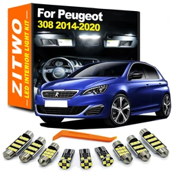 18Pcs For Peugeot 308 Hatchback SW MK2 2014 2015 2016 2017 2018 2019 2020 LED Interior Map Sun Visor Foot Light Kit Car LED Bulb