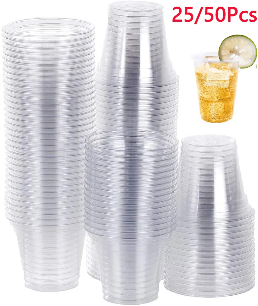 25/50/100 Stück neue Einwegbecher aus durchsichtigem Kunststoff für Picknick, Geburtstag, Küche, Party, Geschirr, Verkostung, 200 ml. – Detail 4