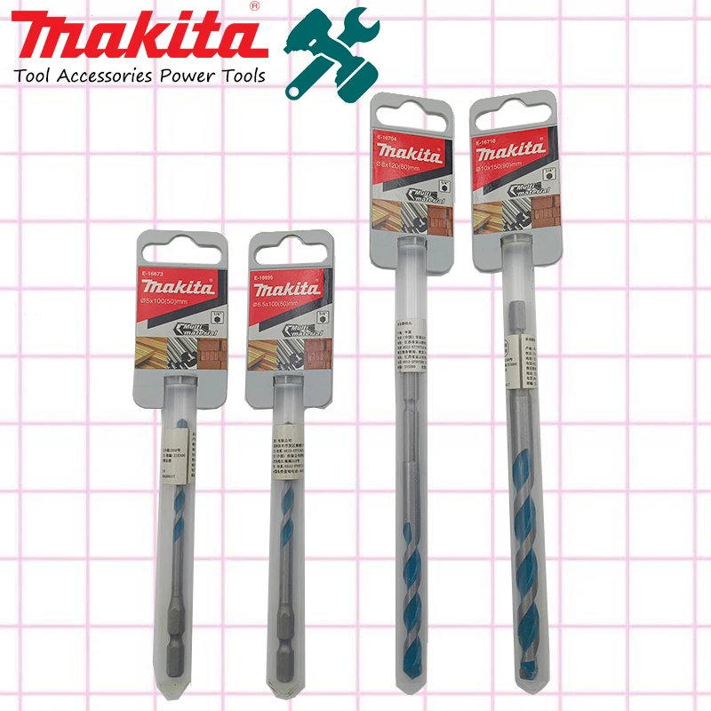

Makita Multi Functional Drill Bits Ø5 Ø6.5 Ø8 Ø10 MM Multi Material 1/4" Power Tool Accessories E-16673 E-16695 E-16704 E-16710