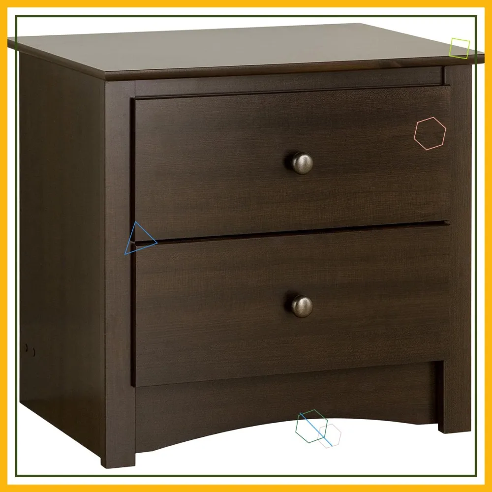 

Modern Nightstand with 2 Drawers, Functional Bedside Table for Bedroom Storage, Espresso Finish