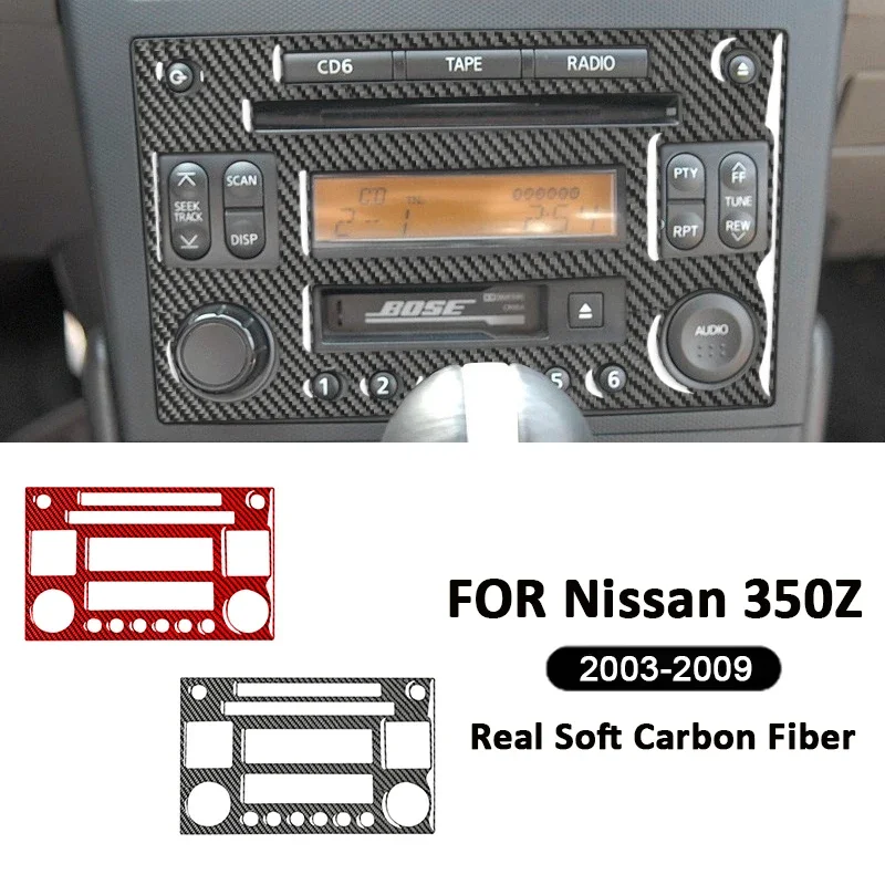 

3D Real Carbon Fiber Car Central Control CD Audio Panel Trim Frame Decoration Sticker For Nissan 350Z 2003-2009 Auto Accessories