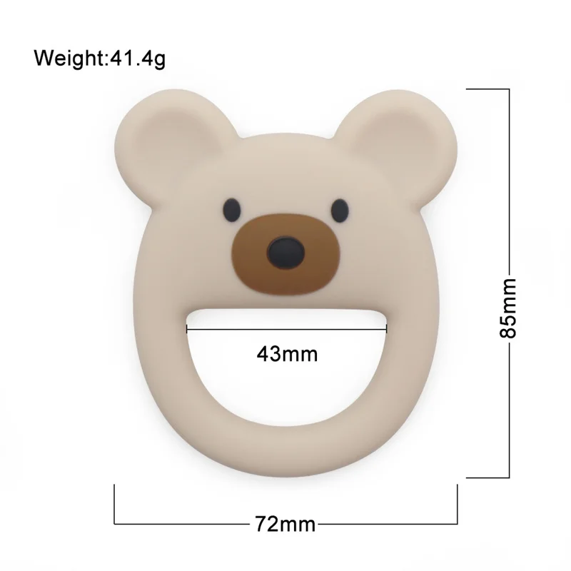 1PC Silicone Teether Baby Kawaii Bear Shape Teether Toy Ring Baby Shower Gift Food Grade Children\'s Teething Toys Baby Stuff