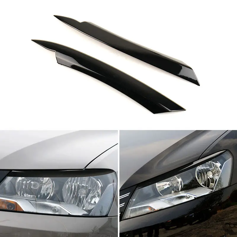 

For VW Magotan Passat B7 2011 2012 2013 2014 2015 Glossy Black Car ABS Accessories Front Headlights Eyebrow Eyelids Cover Trim