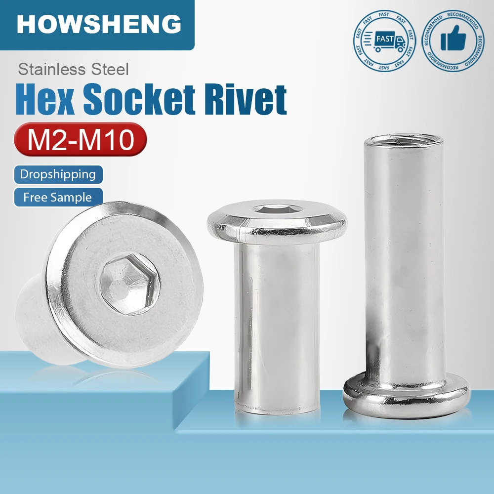 Hex Socket Furniture Rivet Connector Insert Joint Sleeve Cap Nuts m4 m5 m6 Stainless Steel Hexagon Binding Sleeve Nut for Bed