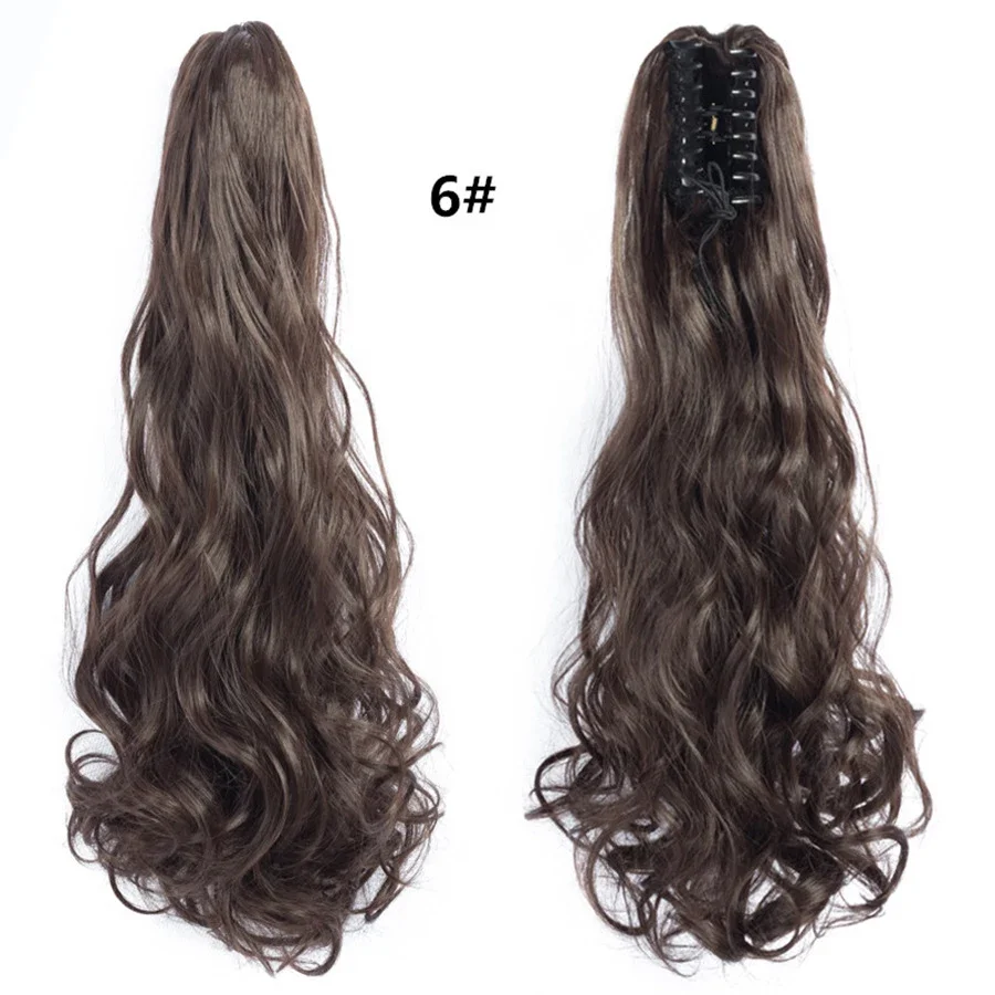 Pferdeschwanz-Verlängerung, Klaue, Clip-in-Haar, Asien, 55,9 cm, gewellte Pferdeschwanz-Perücke, lockiges synthetisches Kunsthaar, blonde Haarteile für Frauen, täglicher Gebrauch